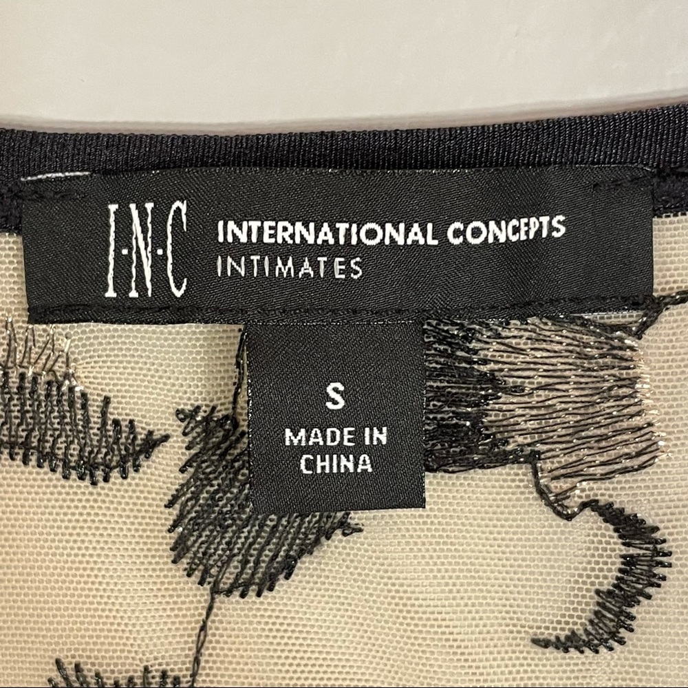 NWT INC International Concepts Sheer Mesh Metallic Floral Sexy Bodysuit Size S - Picture 15 of 16